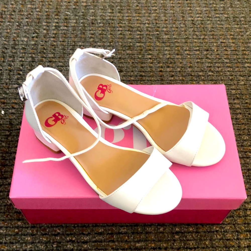 Girls White Patton Leather Heels